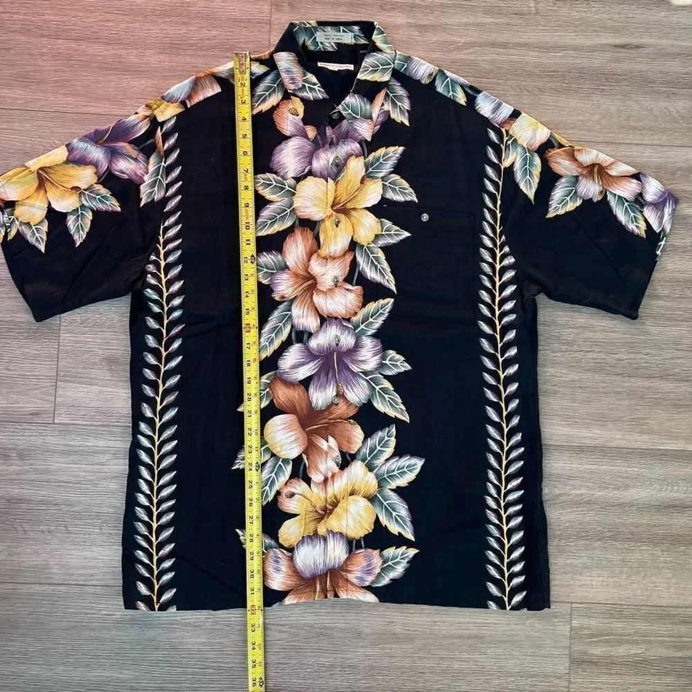 Pierre Cardin Men's Multicolor Floral Short Sleeves Button Down Shirt Size Large